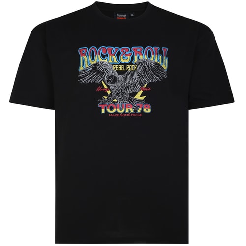 Espionage Signature Rock and Roll Print T-Shirt Black